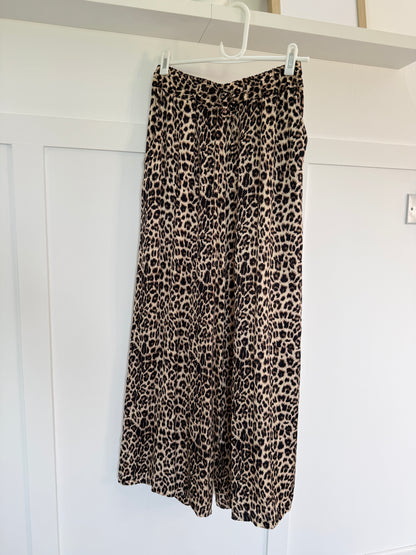 Leopard Print Wide Leg Trousers