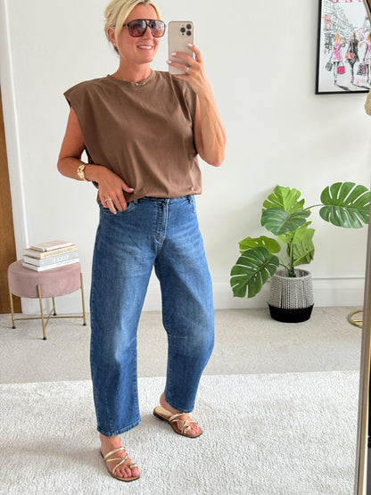 Chocolate Structured Shoulder T-Shirt