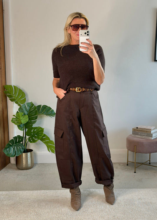 Chocolate Barrel Leg Cargo Trousers