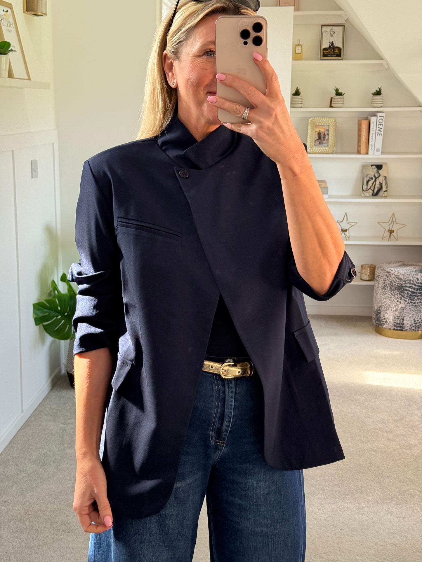 NEW Navy Single Button Plain Blazer