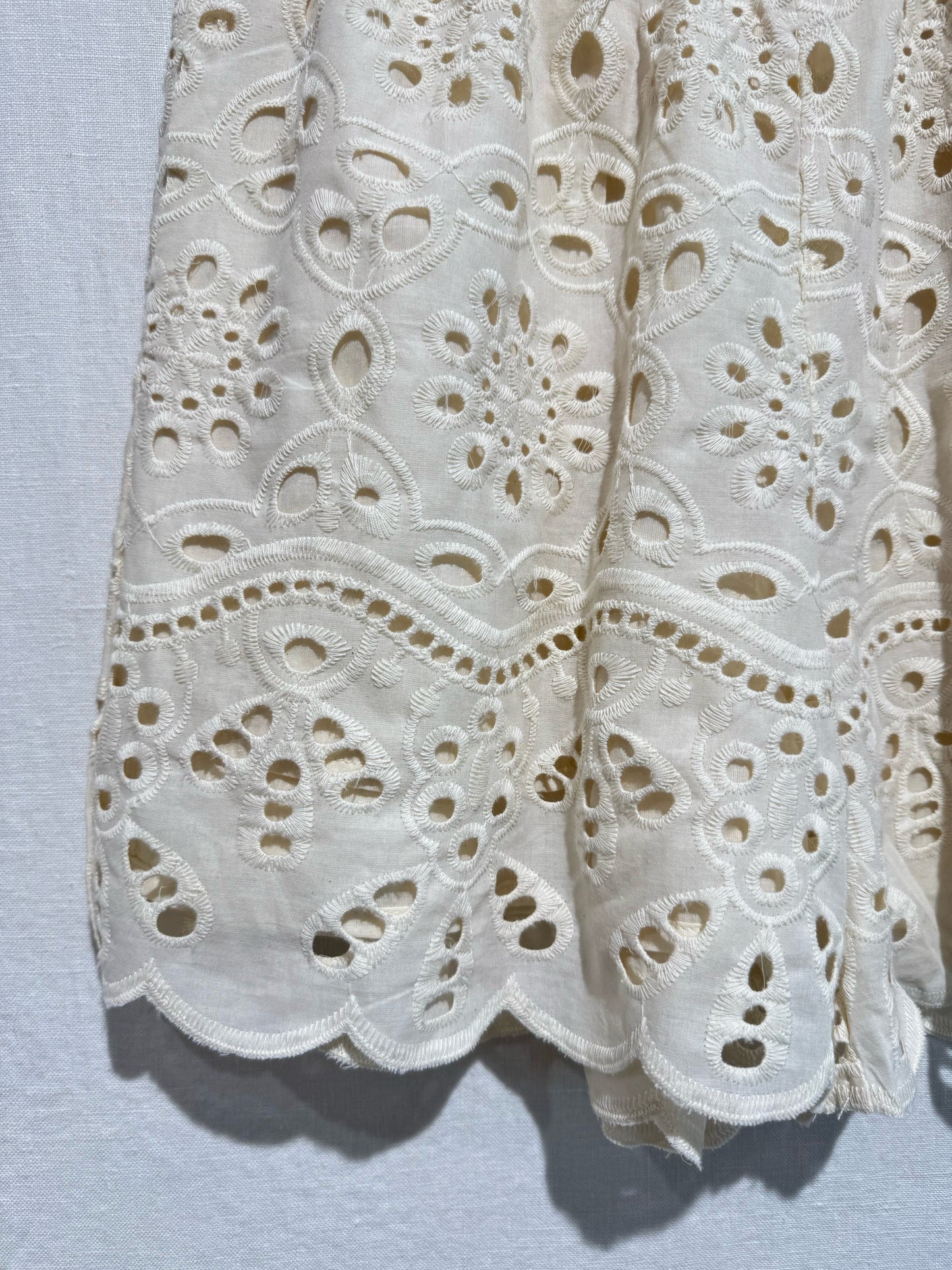Cream Broderie Anglaise Scallop Edge Shorts