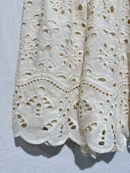 Cream Broderie Anglaise Scallop Edge Shorts