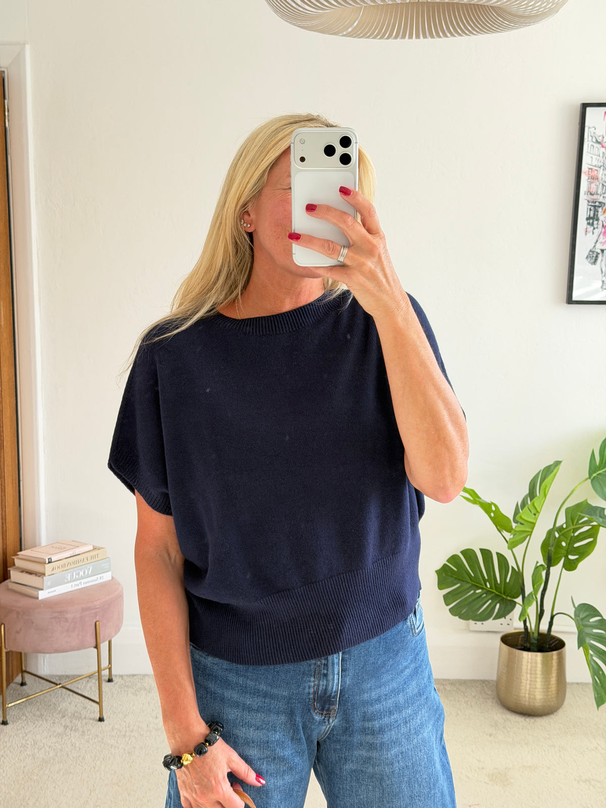 Navy S/Sleeve Batwing Jumper