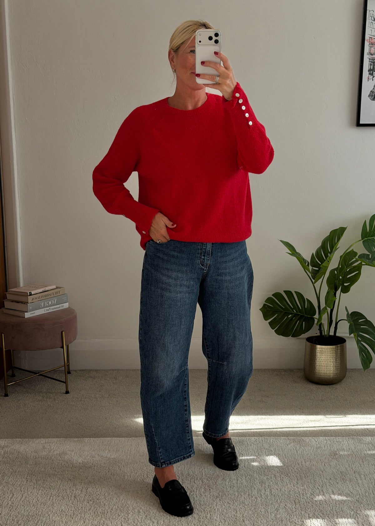 Chocolate Alpaca Mix Button Cuff Jumper