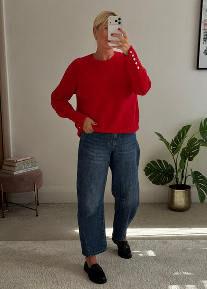 Chocolate Alpaca Mix Button Cuff Jumper