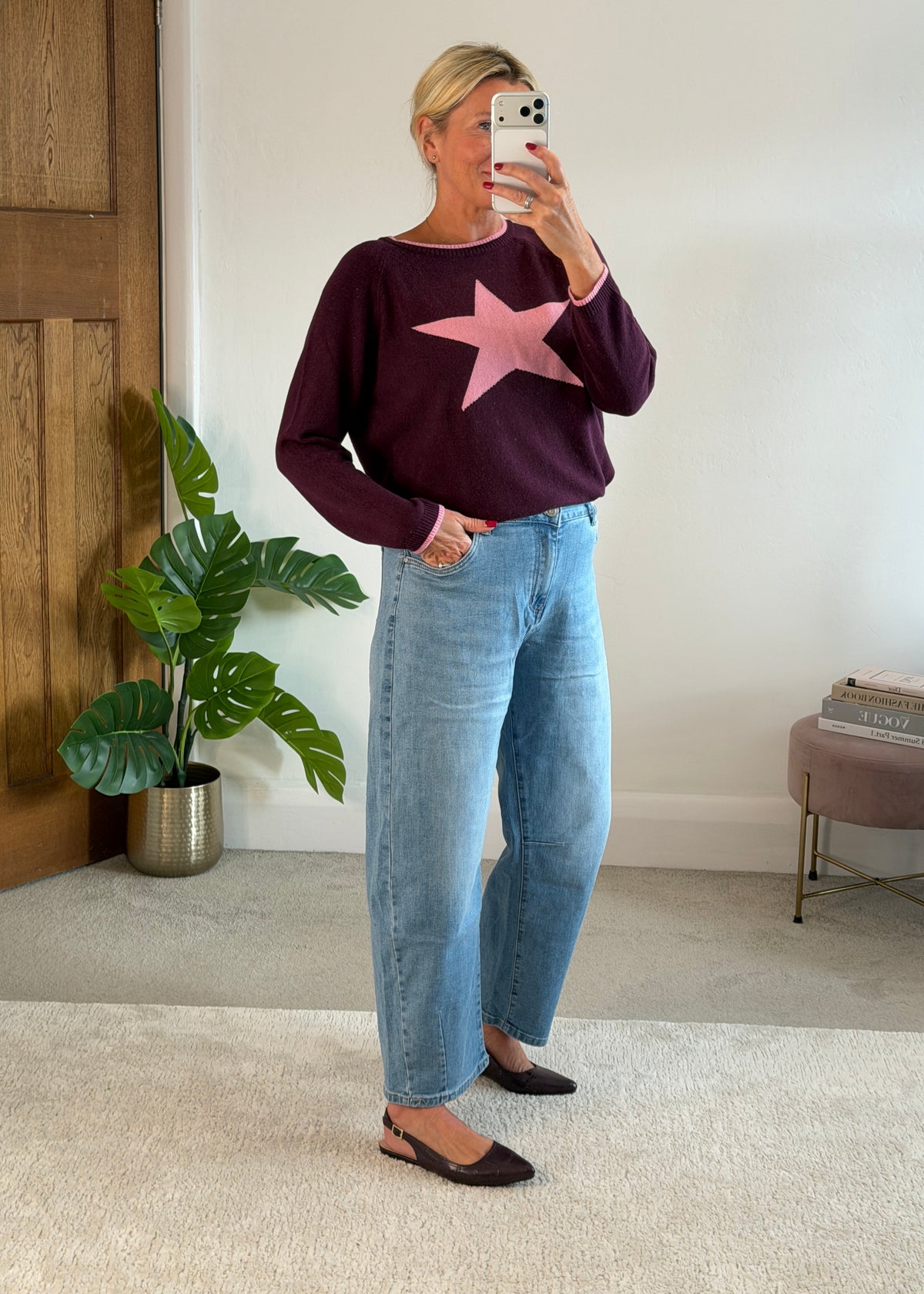 Plum/Pink Cashmere Mix Star Jumper