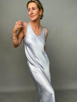 Silver Satin Slip Dress