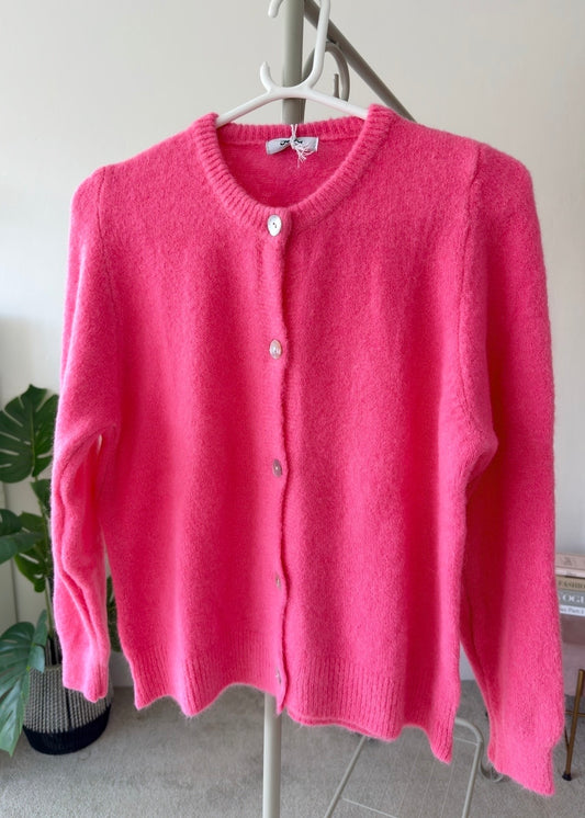 Bubblegum Pink Alpaca Mix Button Cardigan