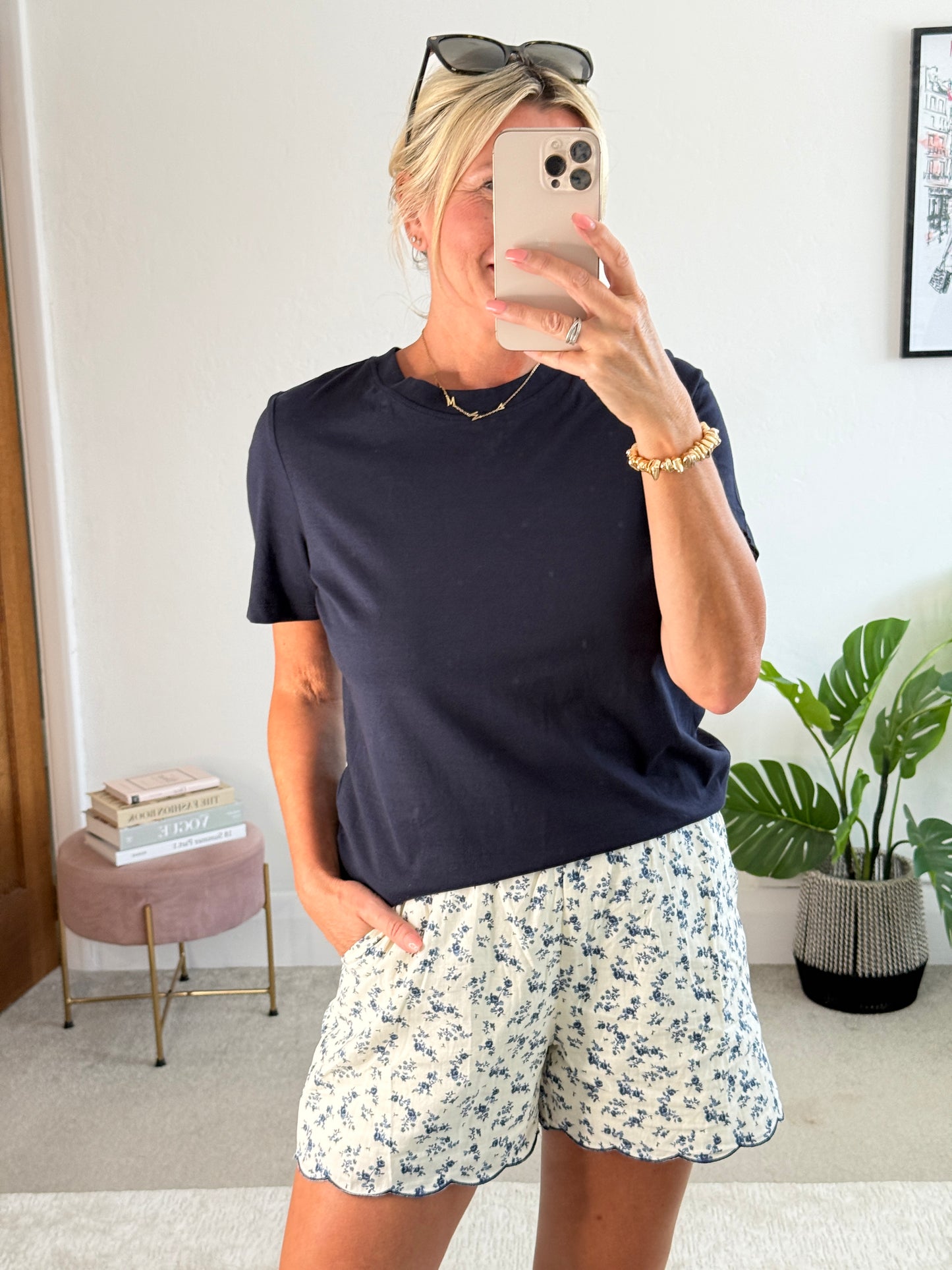 Navy Vero Moda Basic Cotton T Shirt