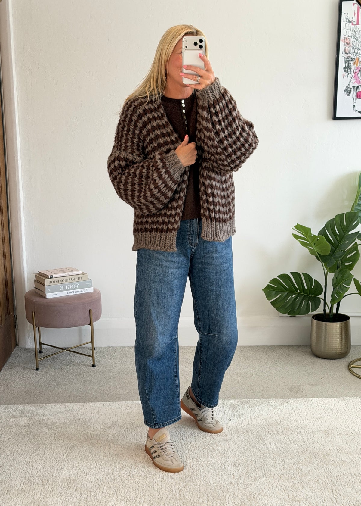 Hot Pink/Red Cosy Stripe Cardigan