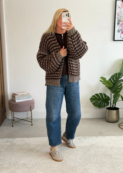 Hot Pink/Red Cosy Stripe Cardigan