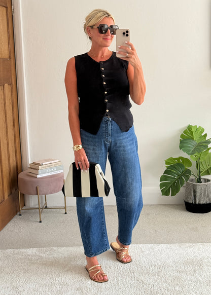 Black Tailored Knit Waistcoat