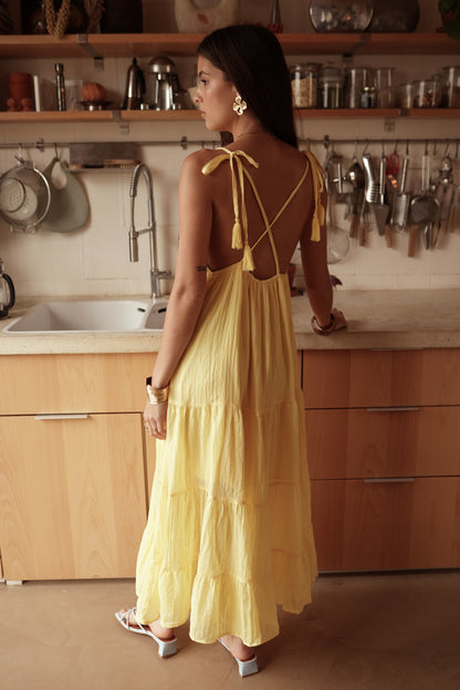 Kelly Green Tie Strap Tiered Maxi Dress