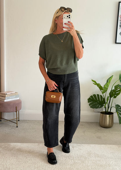 Khaki S/Sleeve Batwing Jumper