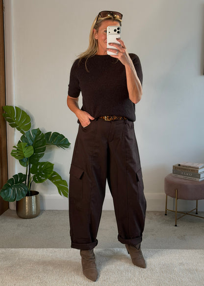 Chocolate Barrel Leg Cargo Trousers