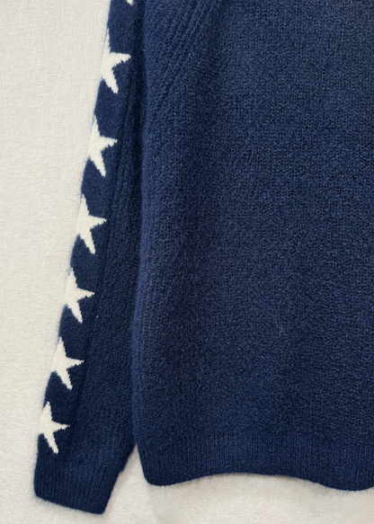 Navy/Cream Star Sleeve Jumper