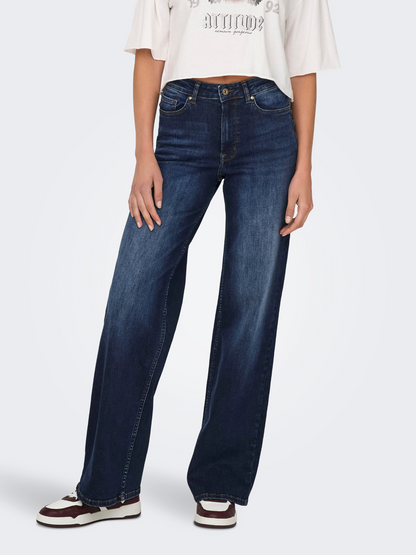 Madison Medium Blue High Waist Wide Leg Jeans
