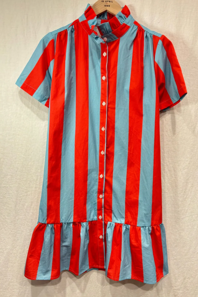 Red/Turquoise Blue Stripe Dress