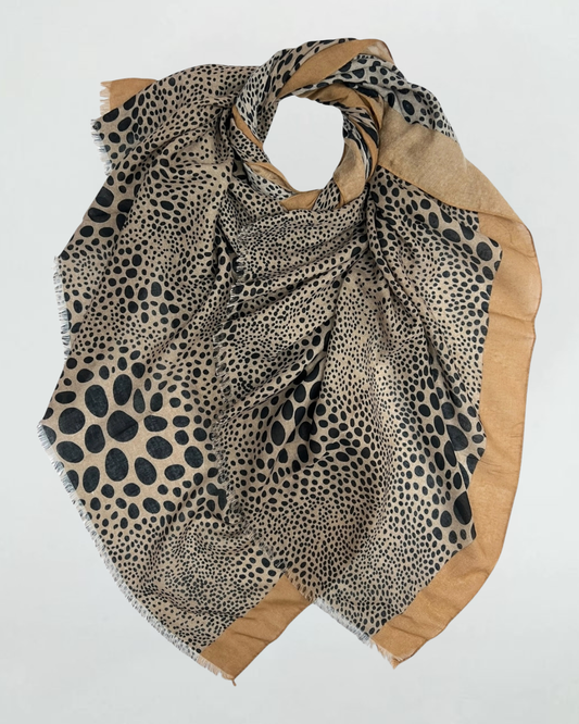 Mocca Leopard Dots Print Scarf