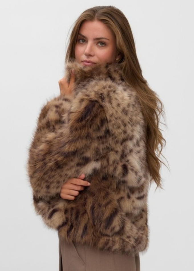 Leo Leopard Faux Fur Jacket