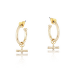 Gold Octavia T Bar Tiny Hoop Earrings