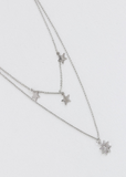 Silver Row Of Stars Multi Layered Necklace