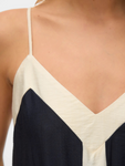 Denise Black/Cream Strappy V Neck Maxi Dress