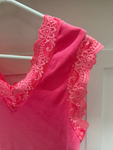 Neon Pink Lace V Neck Vest Top