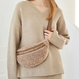 Grey Faux Shearling Bum Bag