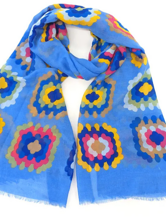 Azure Blue Prosnes Crochet Pattern Scarf