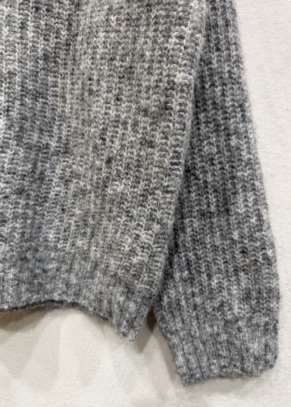 Oatmeal Chunky Knit Button Collar Jumper
