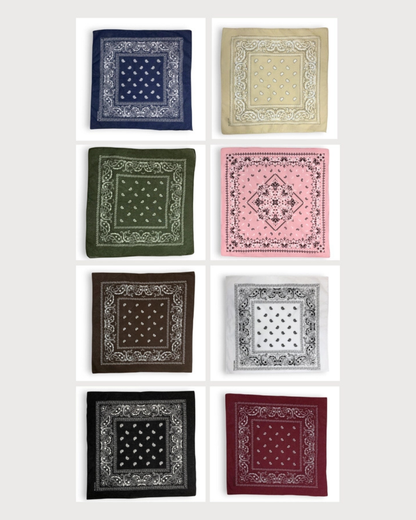 Black Bandana Pure Cotton Paisley Print Square