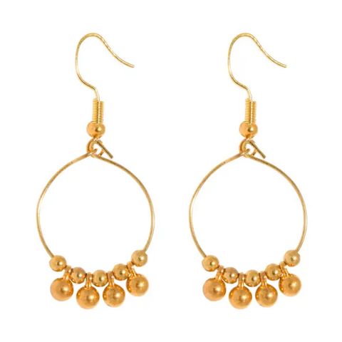 Gold Ball & Bead Earrings