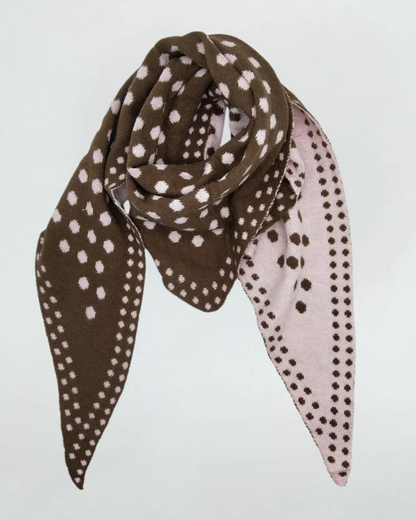 Pink/Brown Polka Dot Triangle Scarf