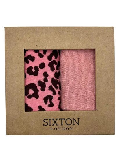 Red/Pink Stripe & Plain Sock Box Duo