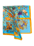 Turquoise Butterfly Pattern Silk Touch Square Scarf