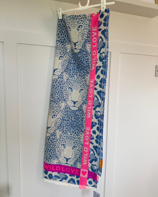 Blue "Wild Love" Oversized Scarf