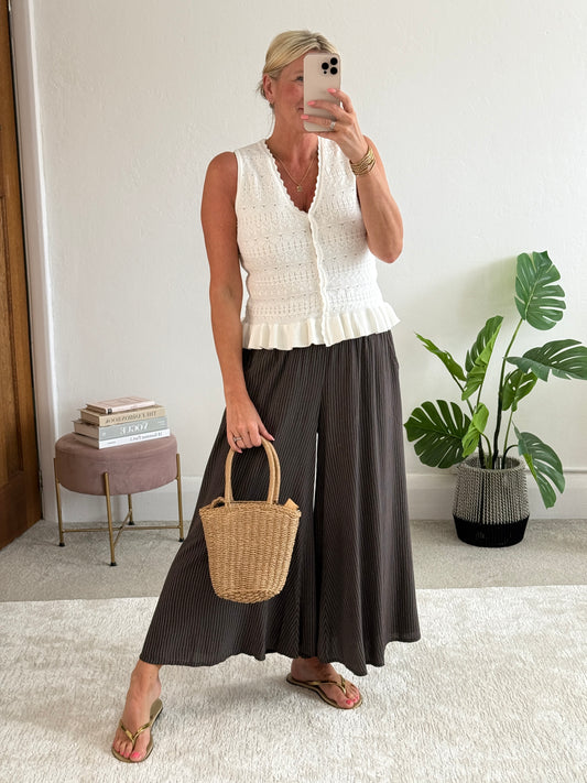 Chocolate Stripe Palazzo Culottes