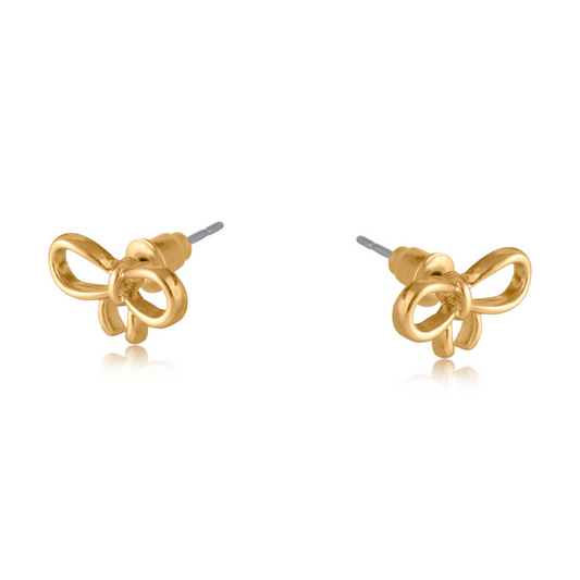 Gold Santorini Bow Stud Earrings