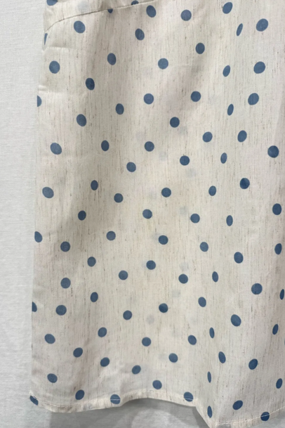 Blue/Oatmeal Polka Dot Frill Collar Blouse