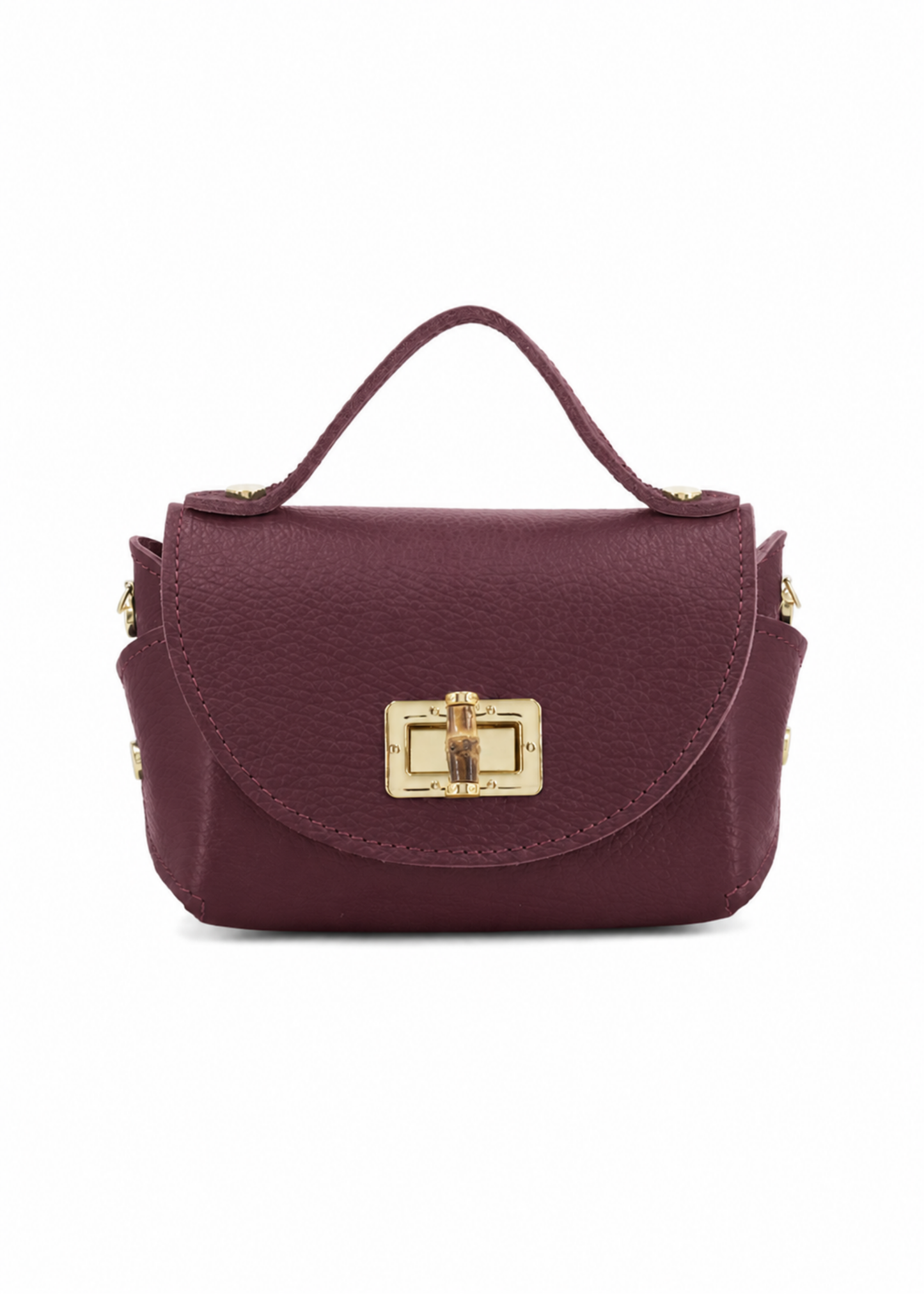 Red Bamboo Twist Lock Leather Mini Bag
