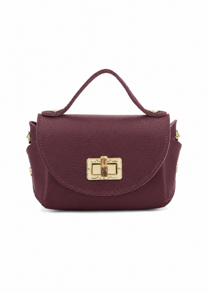 Red Bamboo Twist Lock Leather Mini Bag