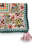 Cream/Pink Summer Flower Tassel Square Scarf