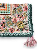 Cream/Pink Summer Flower Tassel Square Scarf