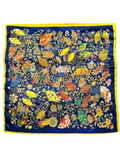 Navy Butterfly Pattern Silk Touch Square Scarf