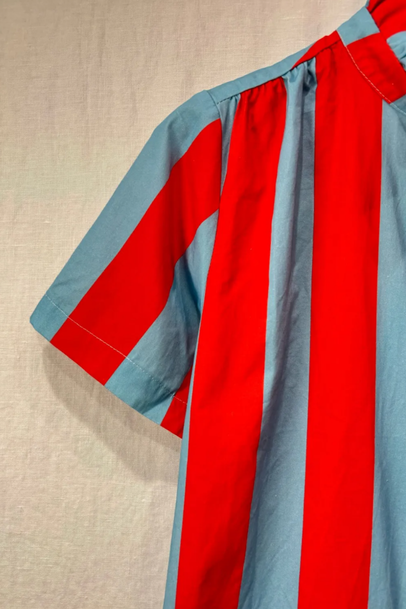 Red/Turquoise Blue Stripe Dress