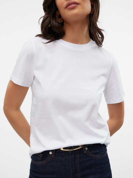 White Vero Moda Basic Cotton T Shirt