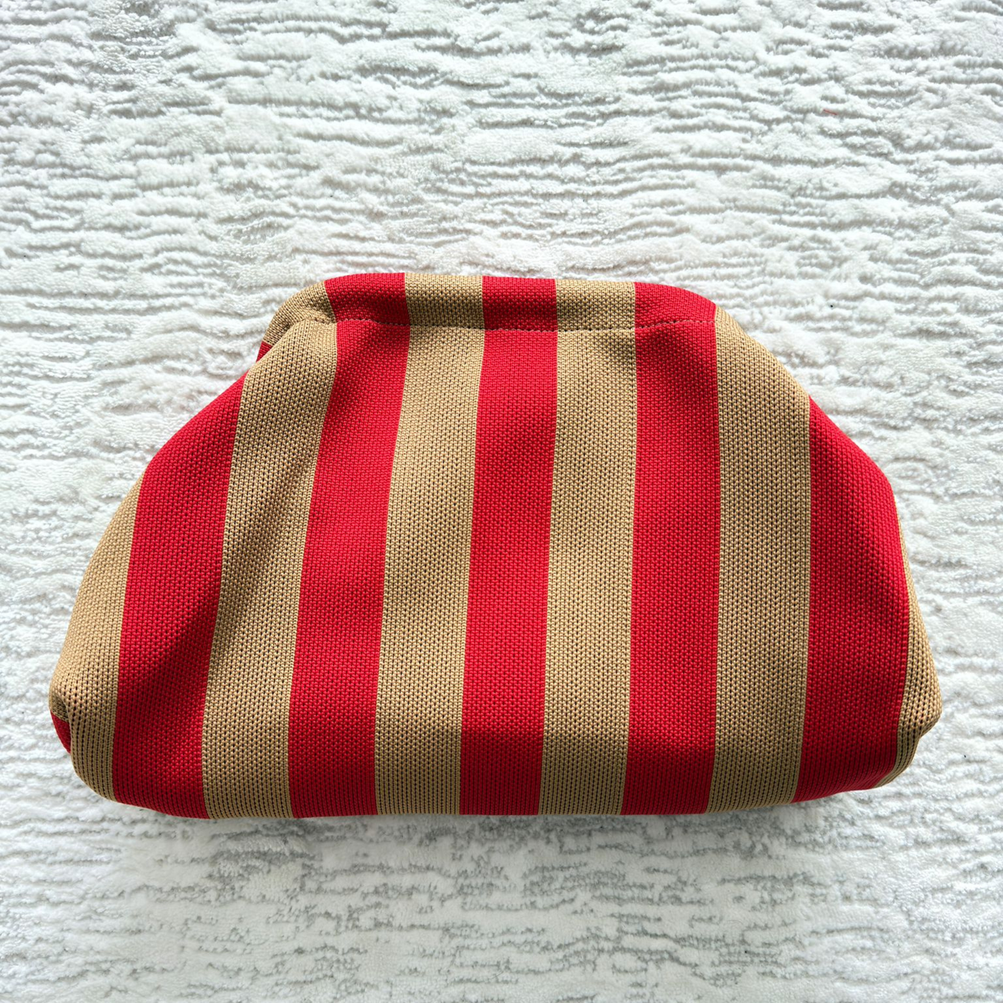 Orange/Pink Woven Stripe Soft Pouch Clutch Bag