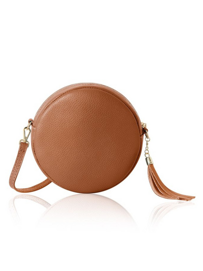 Leopard Leather Circle Crossbody Bag