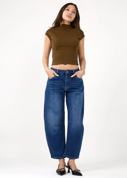 Livia Light Blue Cropped Barrel Jeans